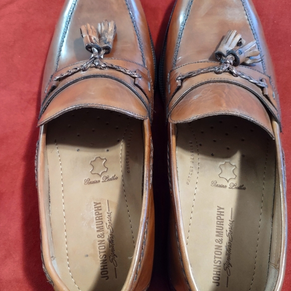 Johnston & Murphy Brown 15-7066 Slip On Leather Tassle Loafers Men’s 9.5 W - Picture 8 of 11